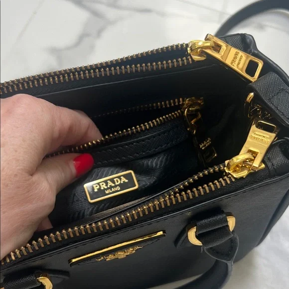 Prada Black Saffiano Mini Satchel with Gold Hardware - Picture 8 of 10